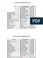 Approved Vendor List