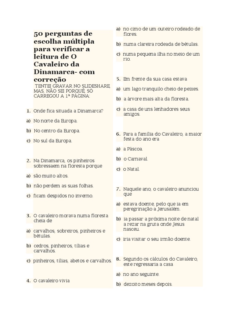 Resumo Do Livro O Cavaleiro Da Dinamarca Pdf