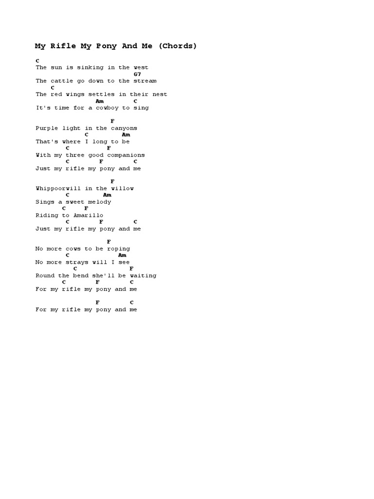 My Rifle My Pony and Me Sheets of Music