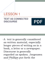 Lesson 1: Text As Connected Discourse