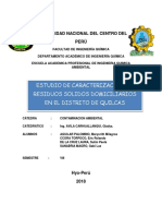 Estudio de caracterización de residuos sólidos domiciliarios en el distrito de Quilcas