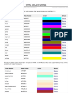 HTML Color Names PDF