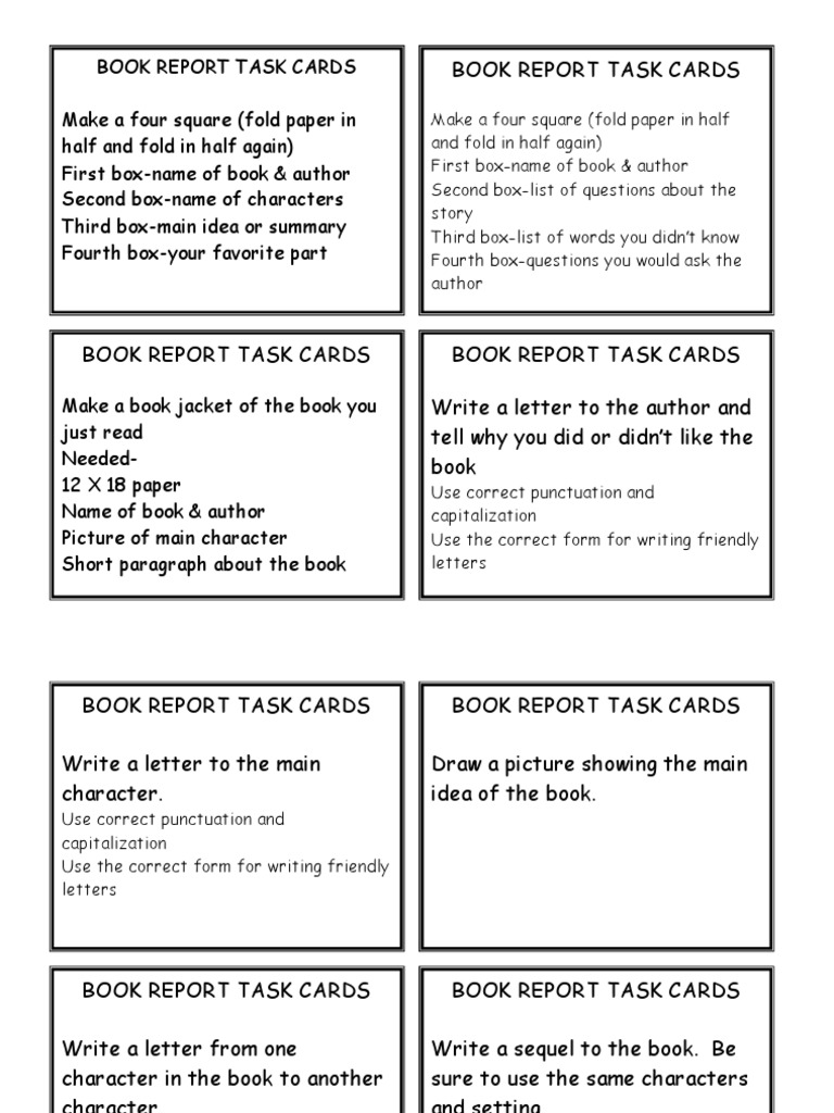 Book report task cards 06 image
