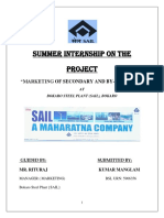 Summer Internship On The Project: "Marketing of Secondary and By-Products"