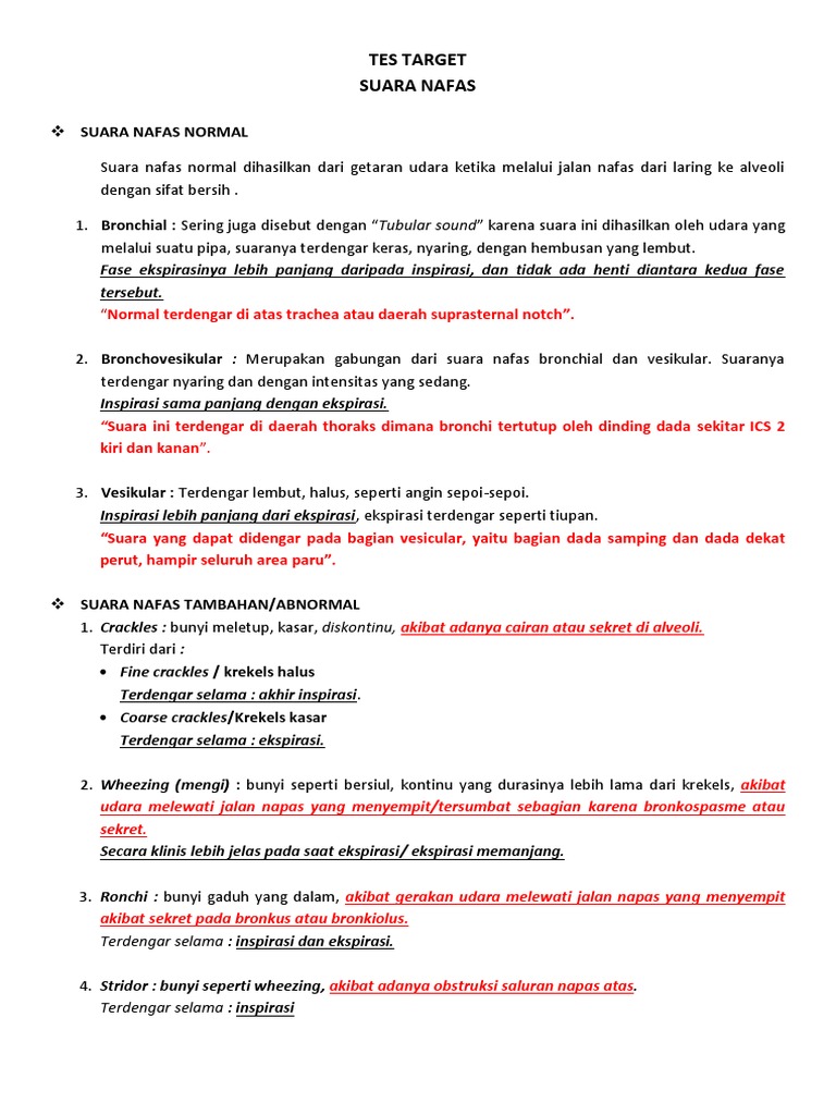 Tes Target Suara Pernapasan | PDF
