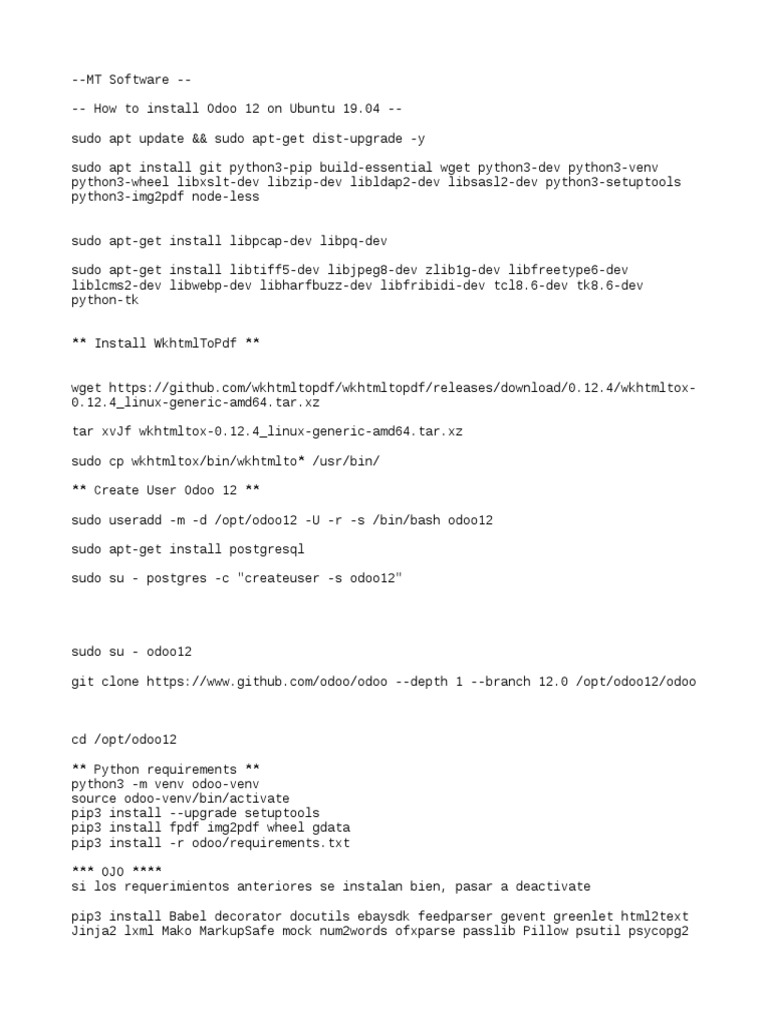Guia de Desinstalación de ODOO EN UBUNTU | PDF | Sudo | Operating System  Families