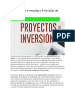 Proyecto de Inversión o Inversión de Capital