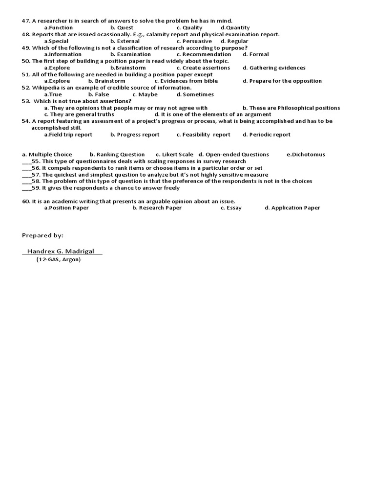 Research Methods and Position Paper Guide | PDF | Science & Mathematics