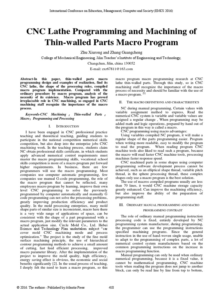CNC Lathe Programming and Machining of Thin-Walled Parts Macro Program ...
