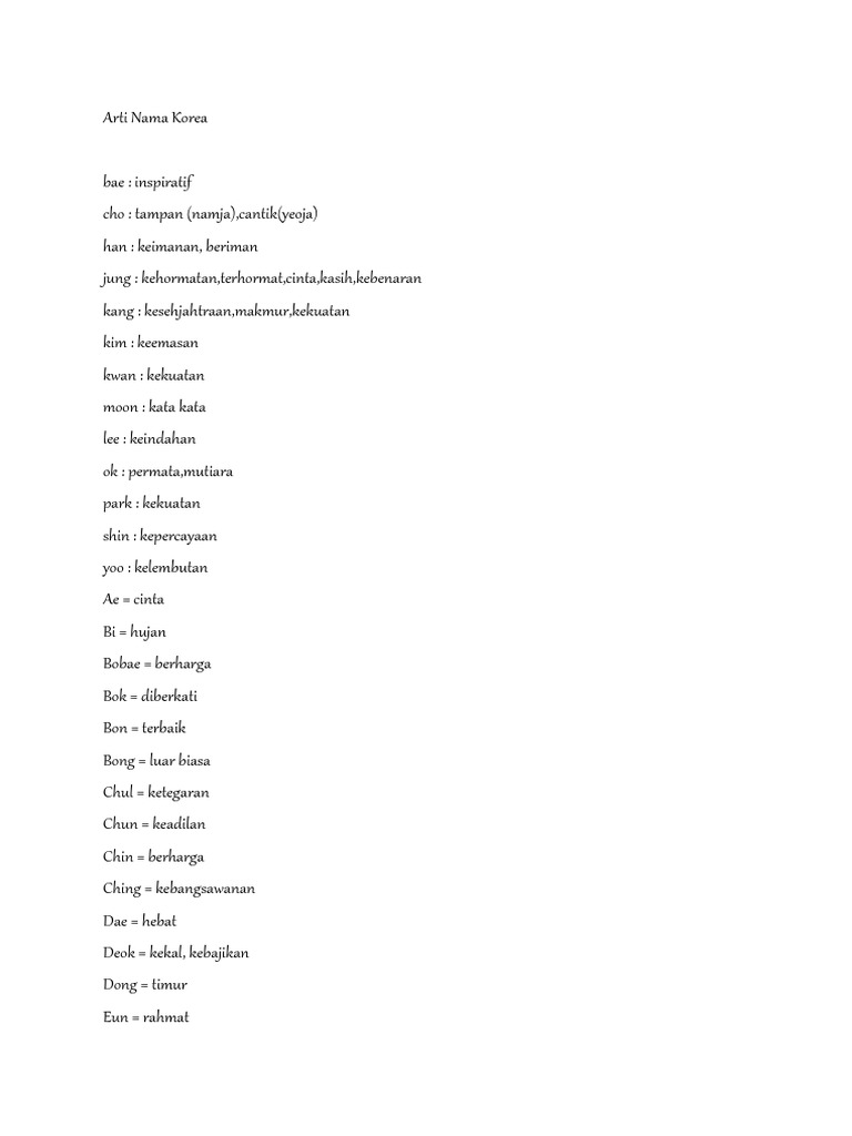 Arti Nama Hangul Korea Pdf
