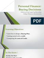 Personal Finance: Buying Decisions: Pamantasan NG Lungsod NG Muntinlupa College of Business Administration