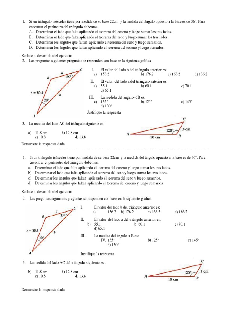 Perímetro y lados de triángulos isósceles | PDF | Triángulo | Objetos ...