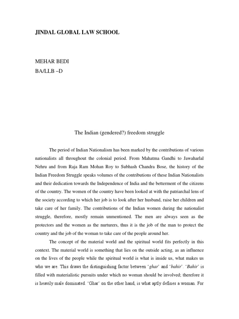 Role of Women in Nationalism | PDF | Mahatma Gandhi | Indian ...