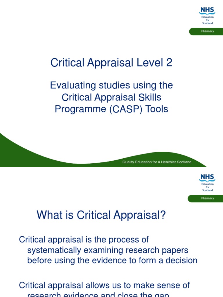 Critical Appraisal Skills in Pharmacy | PDF | Randomized Controlled ...