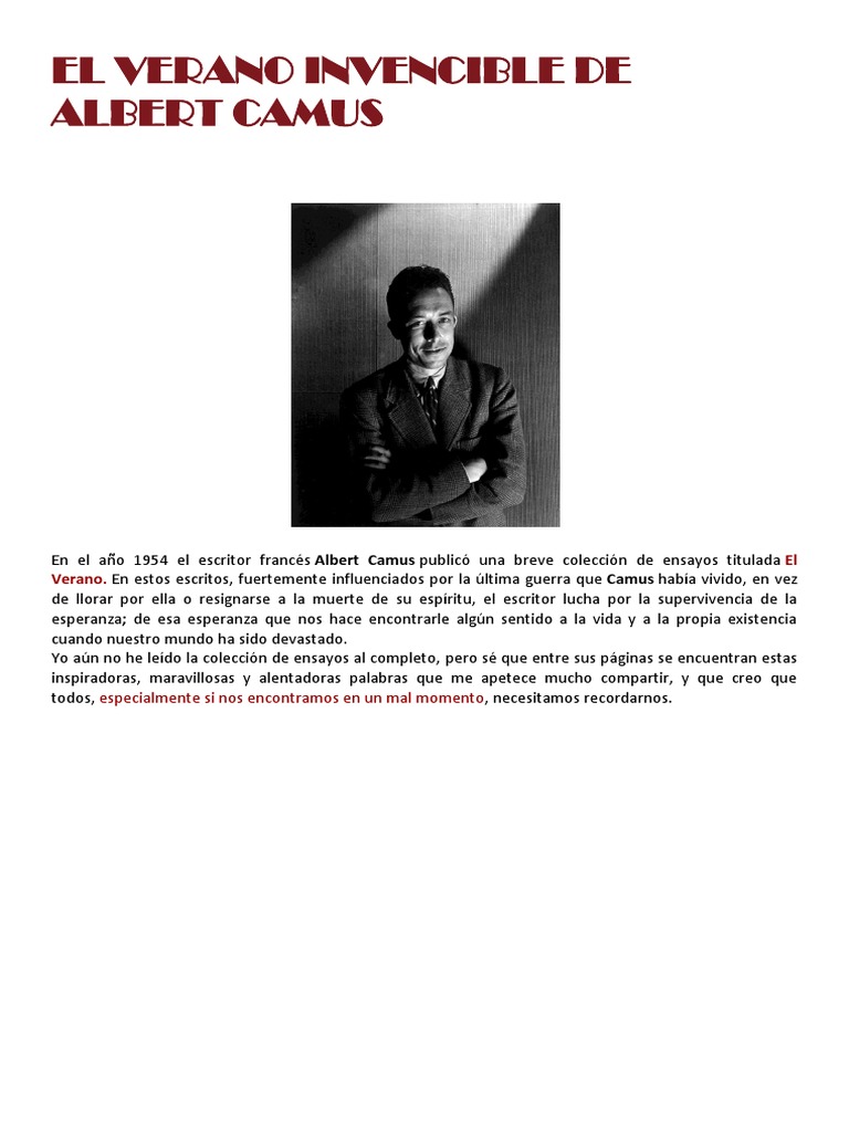 El Verano Invencible de Albert Camus PDF PDF