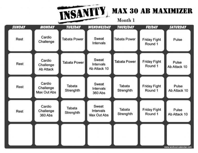 Insanity Max 30 Ab Maximizer Month 1 PDF PDF