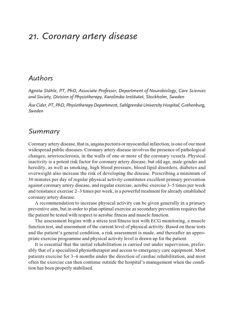 Coronary Artery Disease Pdf Heart Coronary Artery Disease