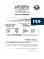 Coordination Form: National Police Commission Philippine National Police