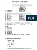 Metric System Worksheet