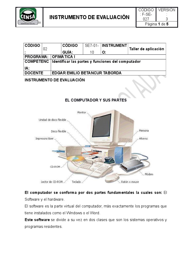 Partes del computador y sus funciones | PDF | Periférico | Hardware de ...