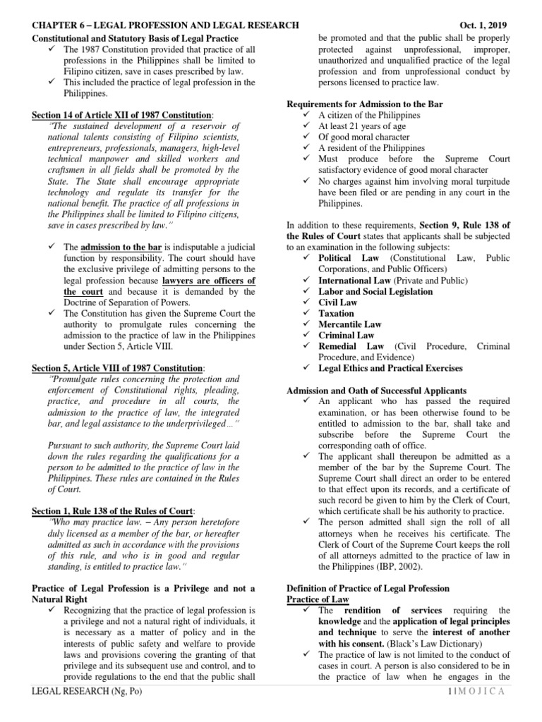 Chapter 6 Legal Profession and Legal Research PDF Lawyer Bar
