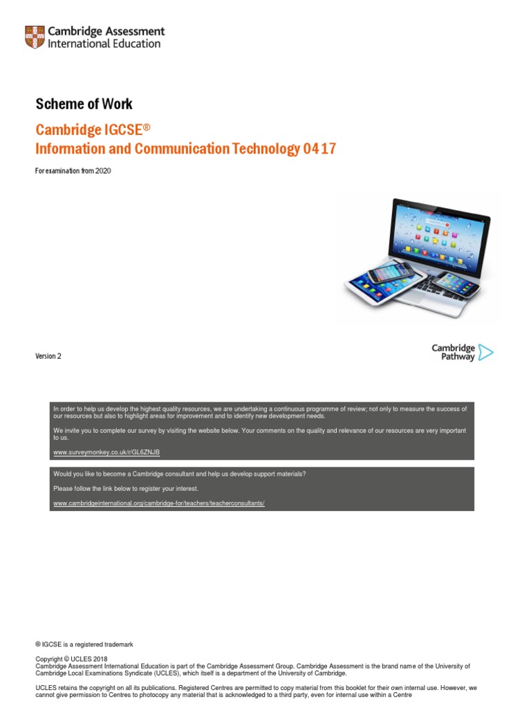 0417 Scheme of Work (For Examination From 2020) | PDF | Computer ...