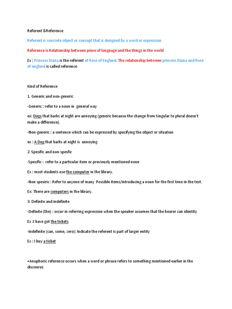 Understanding Linguistic References | PDF | Philosophy | Language Arts ...
