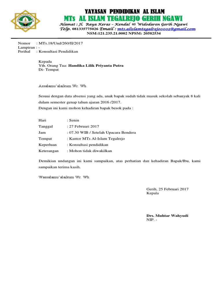 Surat panggilan siswa pdf