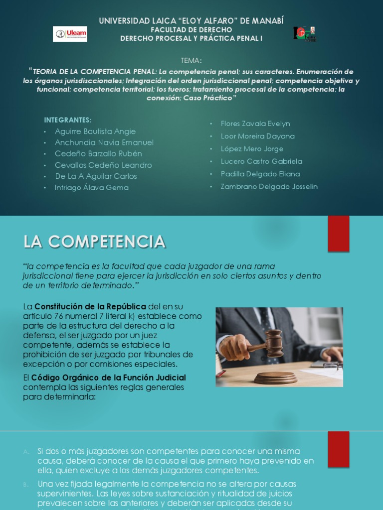 Diapositivas: Teoría de La Competencia Penal | PDF | Competencia (ley ...