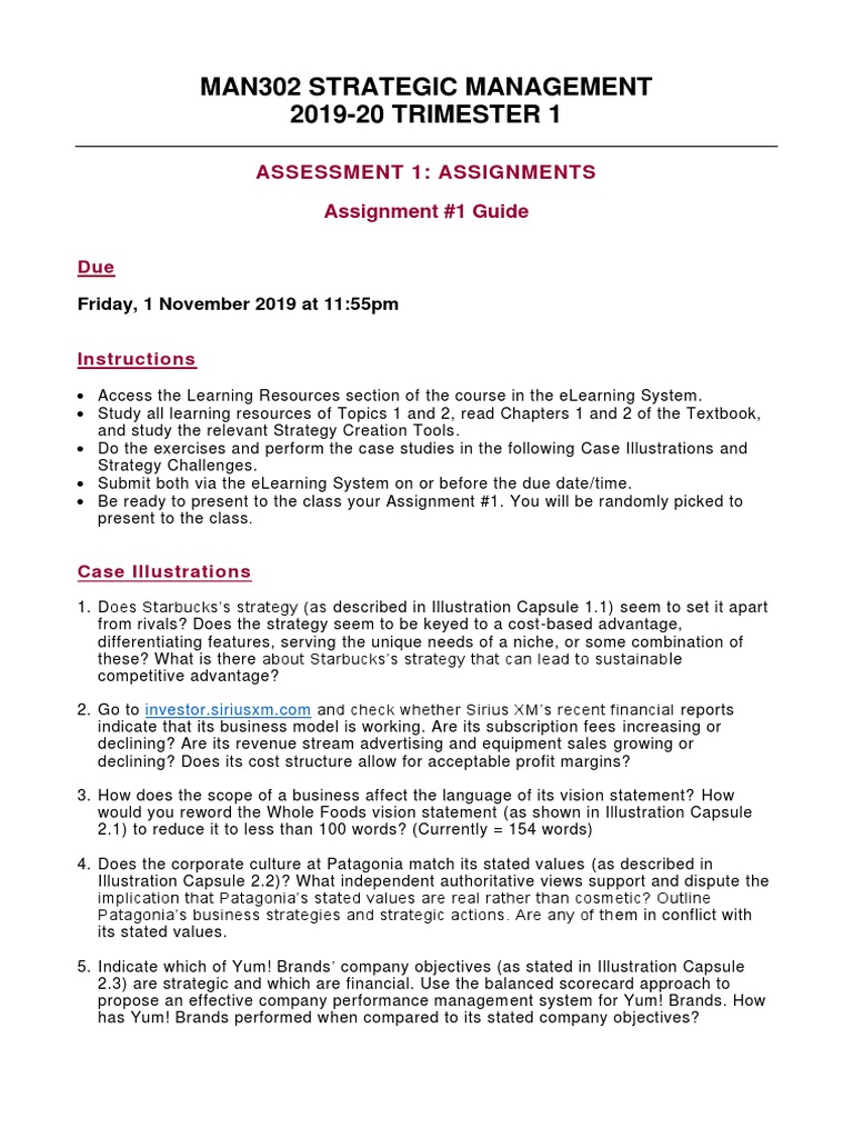 Strategic Management Assignment Guide | PDF | Business Model ...