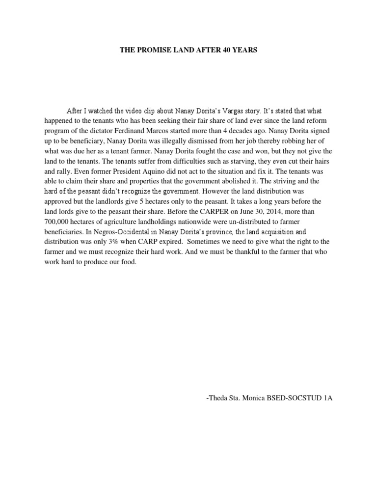 The Promise Land After 40 Years PDF Real Property Law Property Law