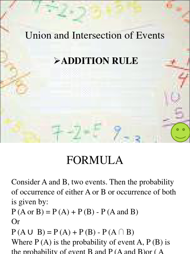 Union and Intersection of Events: Addition Rule | PDF