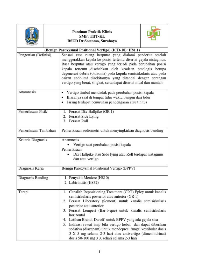 Panduan Diagnostik dan Terapi BPPV | PDF | Kesehatan Holistik