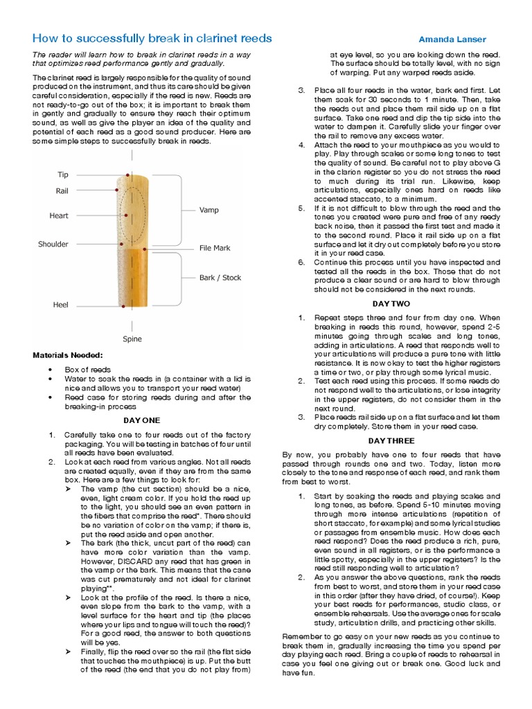 How To Successfully Break in Reeds PDF Color
