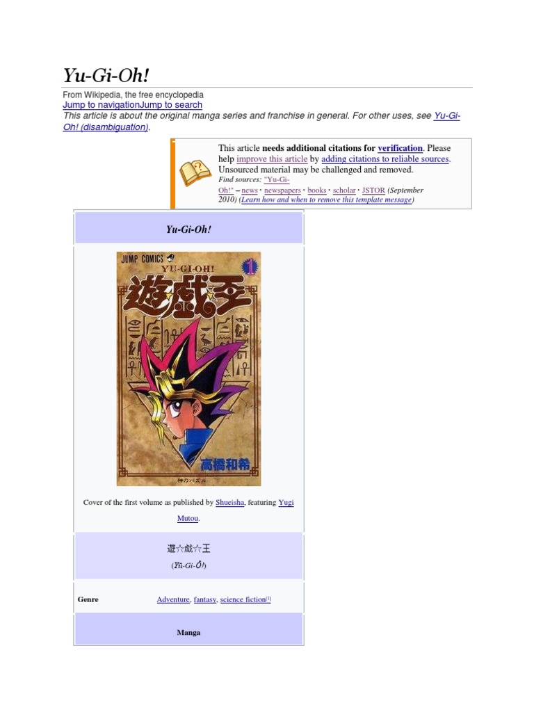 Overview of Yu-Gi-Oh! Manga Series | PDF | Entertainment | Leisure