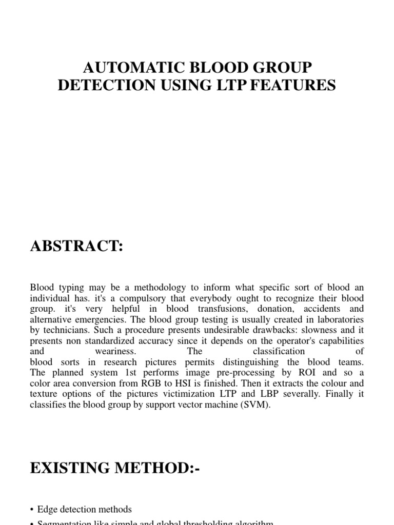 Automatic Blood Group Detection Using LTP Features | PDF | Statistical ...