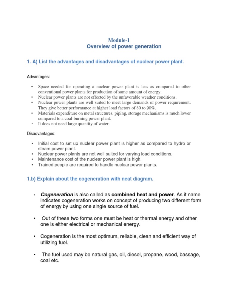 Power Plant Question Bank Answer Key PDF Fossil Fuel Power Station