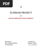 A Summar Project: "Human Resource Management"