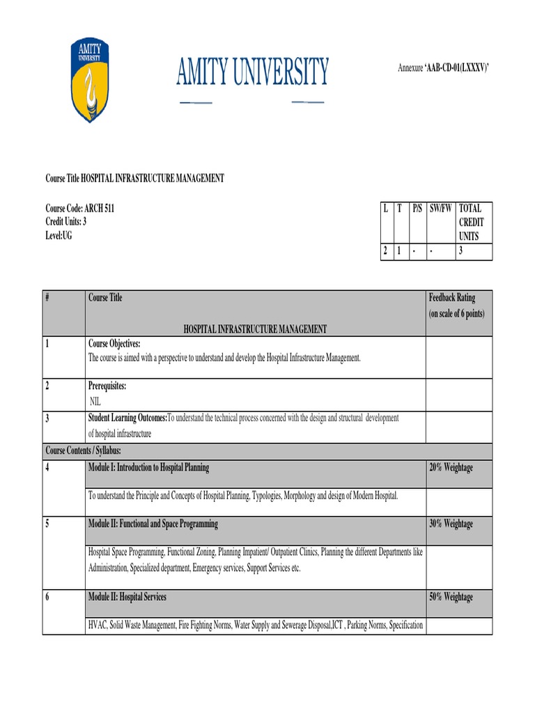 Hospital Infrastructure Management Course | PDF | Hospital | Infrastructure