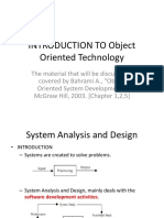 Introduction To Object Oriented Technology