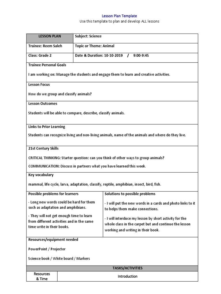 Lesson Plan 1 | PDF | Lesson Plan | Applied Psychology
