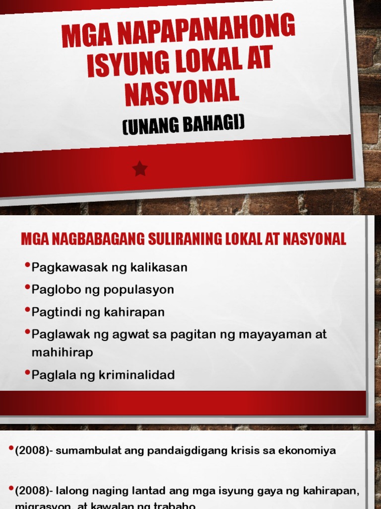 Mga Napapanahong Isyung Local at Nasyonal