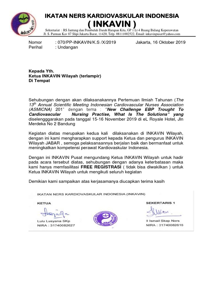 Undangan Pertemuan Ilmiah INKAVIN 2019 | PDF