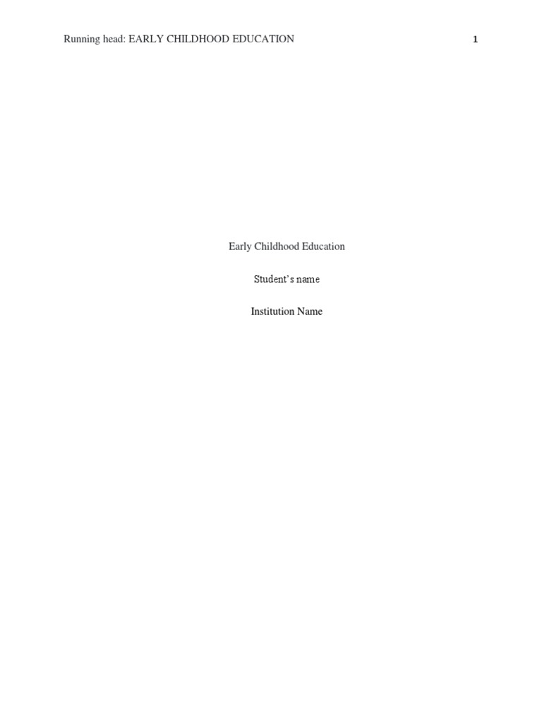 Early Childhood Education History | PDF | Early Childhood Education ...
