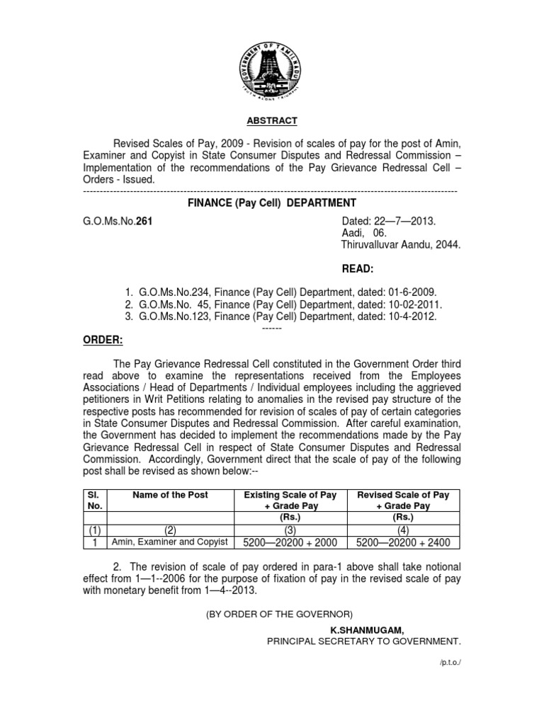 Revised Pay Scales for Amin and Examiner | PDF | Social Institutions ...