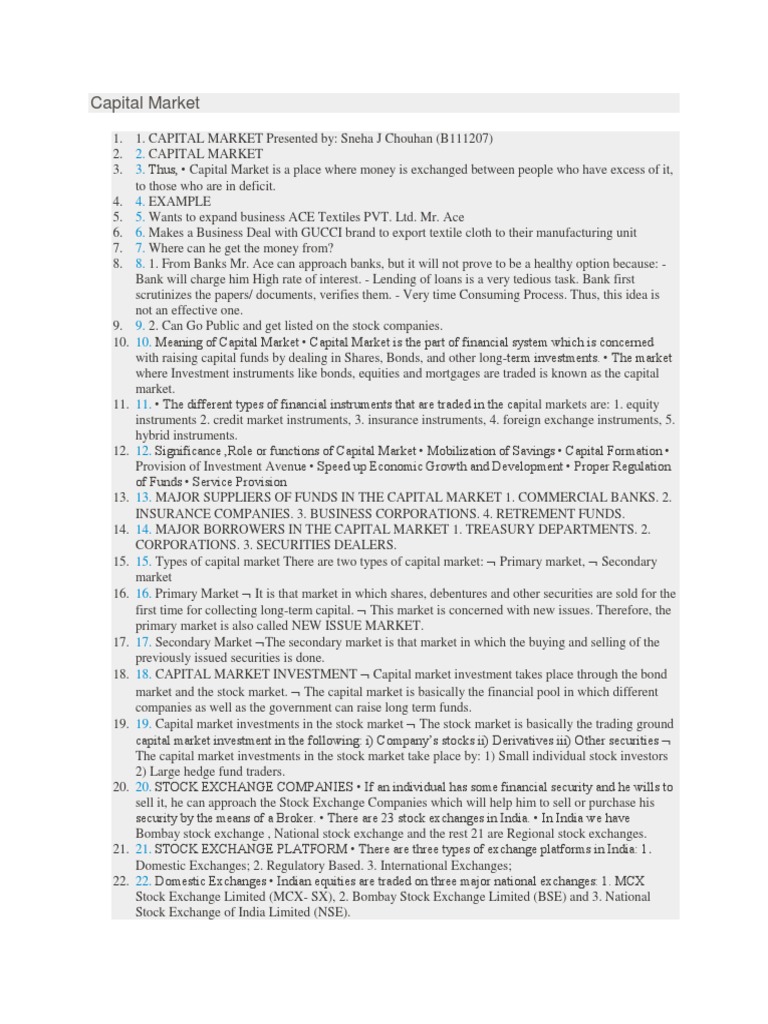 Overview of Capital Markets | PDF | Stock Market | Capital Market