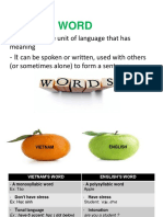 Word Is Single Unit of Language That Has Meaning - It Can Be Spoken or Written, Used With Others (Or Sometimes Alone) To Form A Sentence