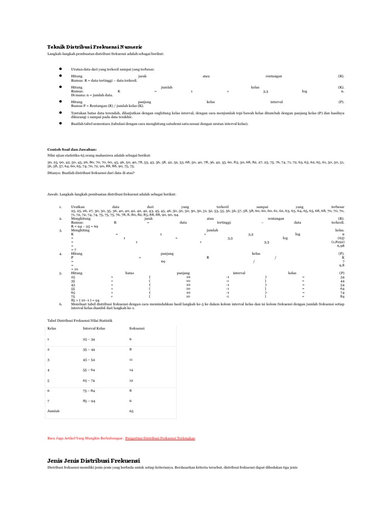Teknik Distribusi Frekuensi Numeric
