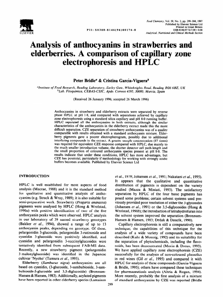 Analysis of Anthocyanins in Strawberries and Elderberries. A Comparison ...