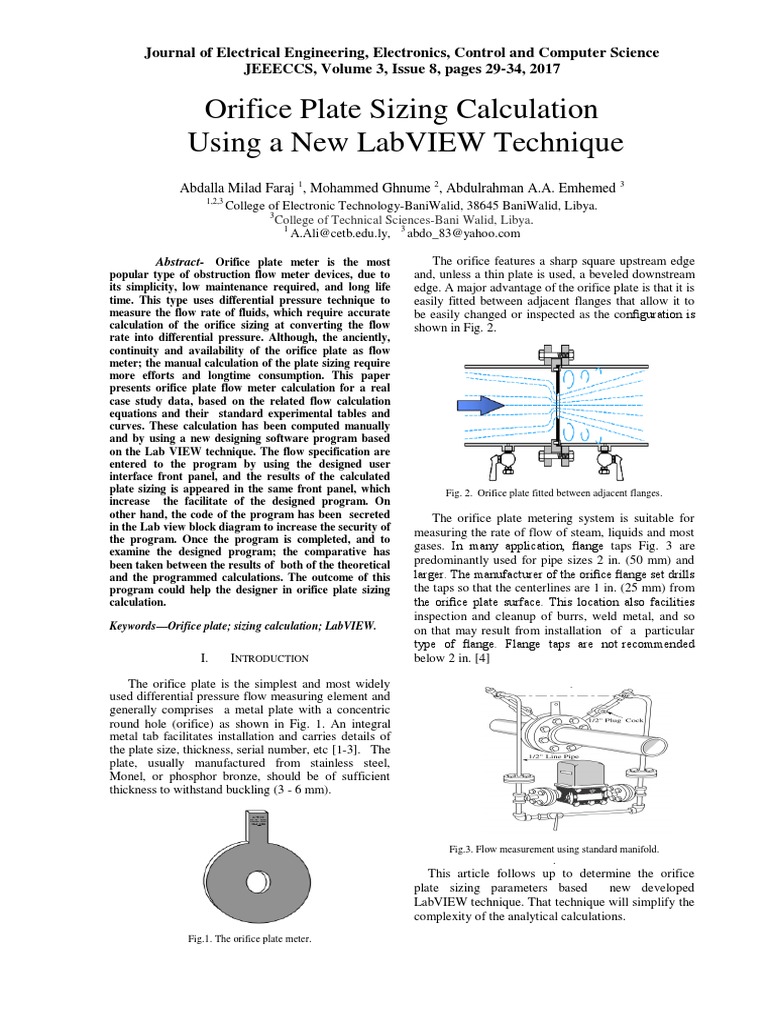 Orifice Plate Sizing Calculation Using A New Labview Technique | PDF ...